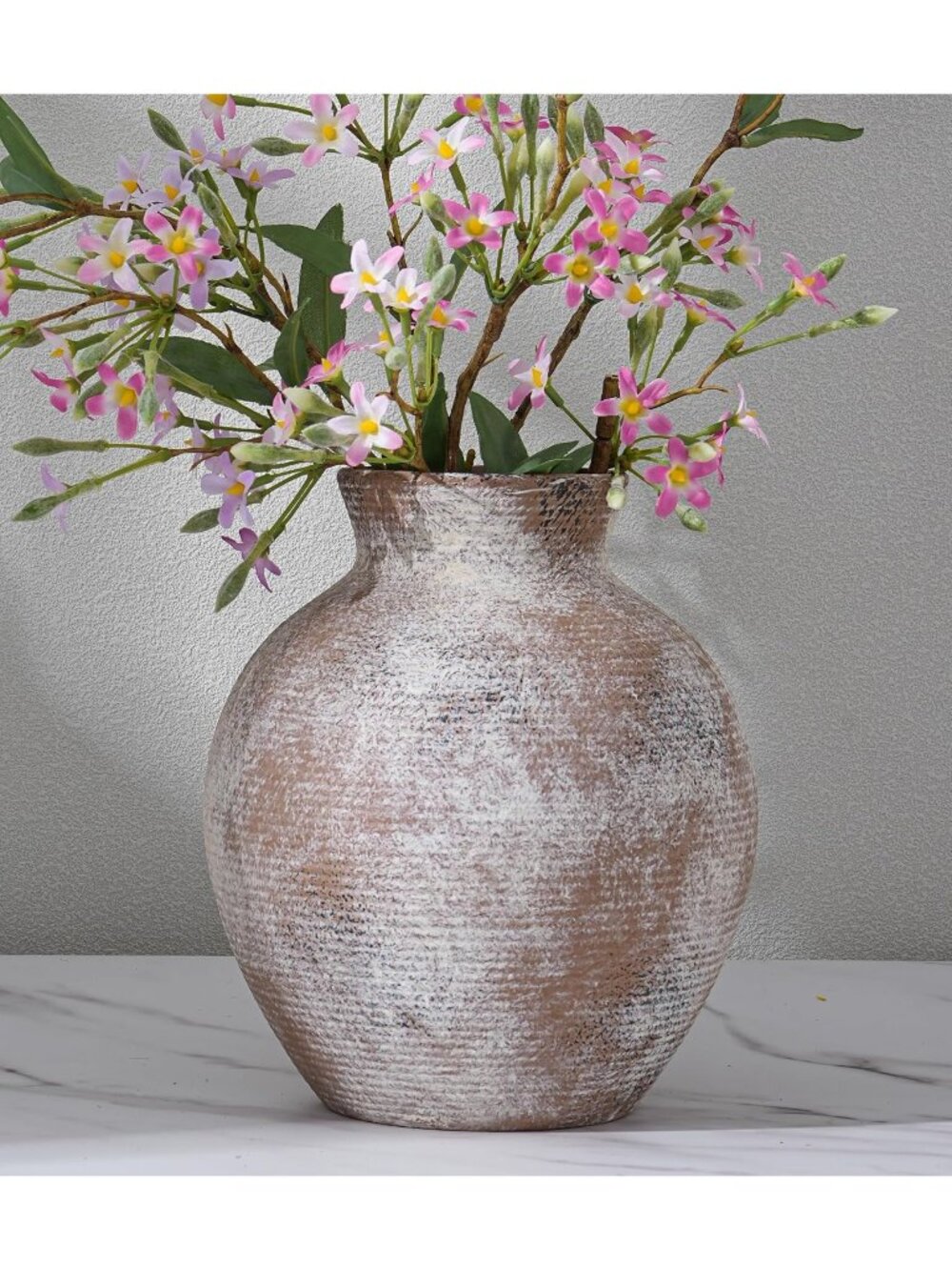 8.86 inch Tall Terracotta Ceramic Flower Large Rustic Vase With Handles Home Dec